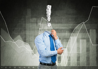 Pensive headless businessman