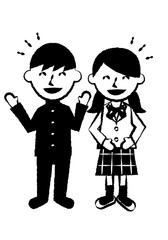 学生　全身　大笑い