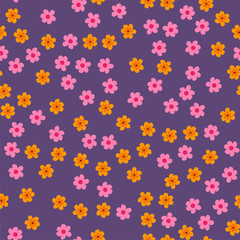 abstract seamless pattern of flowers on a purple background. For prints, cards, invitations, birthday, holidays, party, celebration, wedding, Valentine's day.