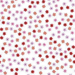 seamless pattern of colored flowers on a white background.