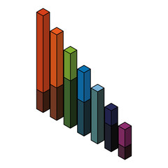 bars statistics isometric financial graph vector illustration