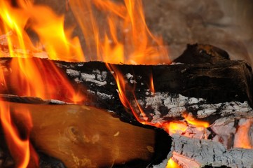 Fire in the fireplace
