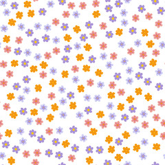 small colored flowers on a white background. For prints, postcards, greeting cards, wedding invitations, birthday, Valentine's day