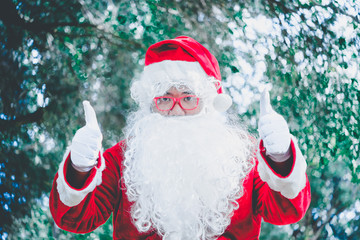 Portrait of santa claus,Thailand people,Sent happiness for children,Merry christmas,Welcome to winter