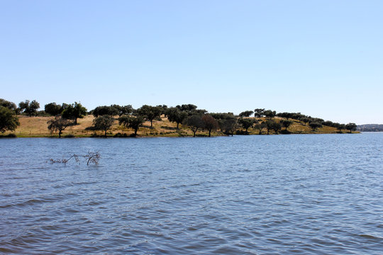 Views of the Alqueva reservoir in Portugal, created where the Alqueva Dam impounds the Guadiana River