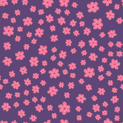 abstracte naadloze patroon van bloemen op een paarse achtergrond. Voor prints, kaarten, uitnodigingen, verjaardag, vakantie, feest, feest, bruiloft, Valentijnsdag.