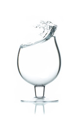 A glass of water, a splash of water