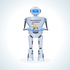 Obraz na płótnie Canvas Modern electronic robot, chat bot, humanoid. Robot, artificial intelligence system.