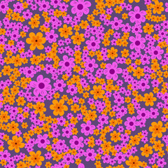 abstract seamless pattern of flowers on a purple background. For prints, cards, invitations, birthday, holidays, party, celebration, wedding, Valentine's day.