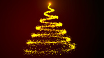 Shining Christmas tree with particles. Digital illustration. 3d rendering