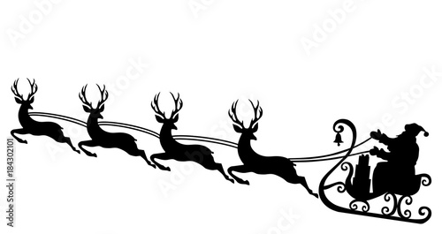 “Santa and reindeer silhouette” Stock image and royalty-free vector