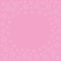floral frame on a pink background prints, greeting cards, invitations for holiday, birthday, wedding, Valentine's day, party
