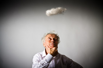 Old man in white and small cloud