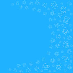 floral frame on a blue background prints, greeting cards, invitations for holiday, birthday, wedding, Valentine's day, party