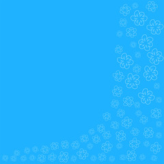 floral frame on a blue background prints, greeting cards, invitations for holiday, birthday, wedding, Valentine's day, party