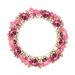 hand drawn flower wreath. vector circle frame