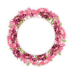 hand drawn flower wreath. vector circle frame