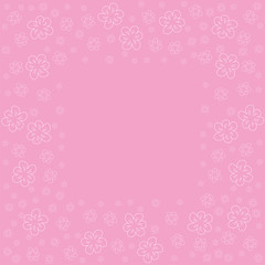 floral frame on a pink background prints, greeting cards, invitations for holiday, birthday, wedding, Valentine's day, party