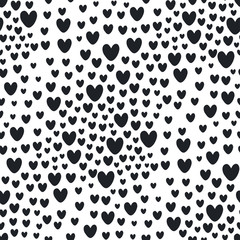 Hearts black and white pattern vector background. Valentines Day seamless pattern