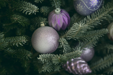 Fototapeta na wymiar Holiday background with decorated Christmas tree