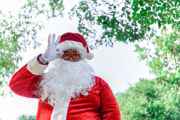 Portrait of santa claus,Thailand people,Sent happiness for children,Merry christmas,Welcome to winter