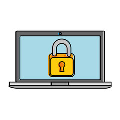 laptop computer with padlock