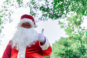 Portrait of santa claus,Thailand people,Sent happiness for children,Merry christmas,Welcome to winter