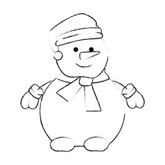 snowman with christmas hat kawaii character