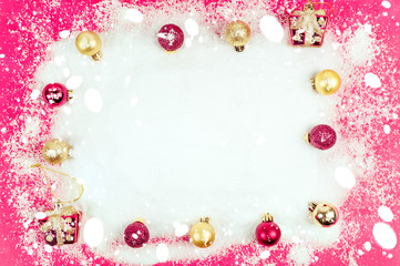 Frame snow makes feels cold. Ideal is used as illustration, or put words in. By the new year's holiday decoration for Christmas by having a red picture frame looks good and is used as a background ima