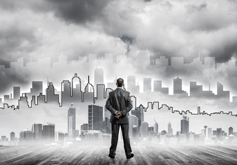 Motivation and inspiration concept with modern cityscape and bus