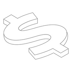 dollar symbol isometric money currency vector illustration