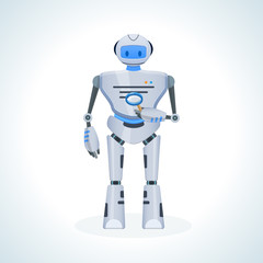 Electronic robot, chat bot, humanoid. Search for information, research, training.
