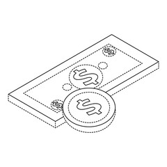 money banknote coin currency dollar isometric vector illustration