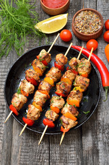 Appetizer chicken kebab with vegetables
