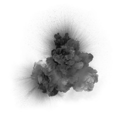 Realistic black explosion over a white background
