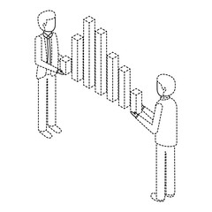 businessmen holding graph bars financial business isometric vector illustration