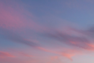 Dramatic sky with pink clouds at sunset