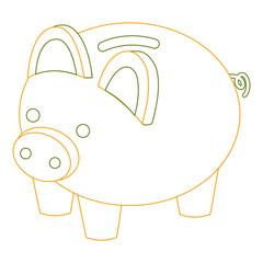 piggy bank security saving money isometric vector illustration outline color