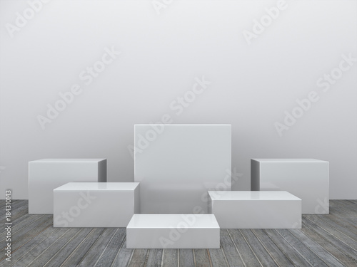 Pedestal For Display Platform For Design Blank Product Stand With Empty Room 3d Rendering Wall Mural Jm1366