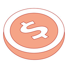 money coin currency dollar icon isometric vector illustration pink design