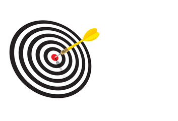 Yellow dart hit on the center of the target