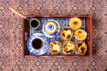 Pastel de Nata served with coffee