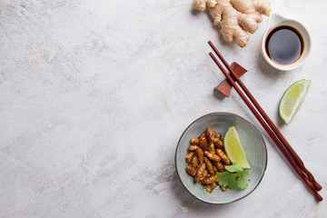 Fried insects (wood worm insect) crispy