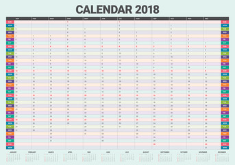 Year 2018 calendar vector design template
