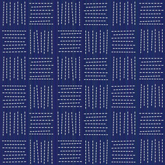 Abstract japanese needlework. Sashiko. Seamless pattern. Geometric background. Quilting texture. Pattern fills. For web-site decoration, wallpaper or pattern fills.