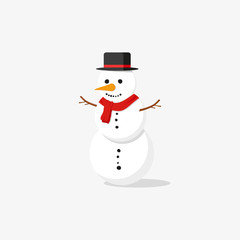 Happy snowman isolated on grey background. Vector illustration