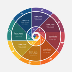 Vector illustration universal flat template elements Infographics conceptual cyclic process 8 positions
