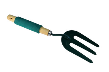 Garden fork on a white background.Small gardening fork.