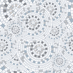 Abstract seamless pattern of geometric shapes. Circular mosaic.