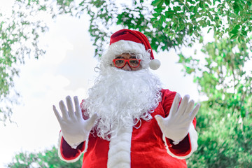 Portrait of santa claus,Thailand people,Sent happiness for children,Merry christmas,Welcome to winter